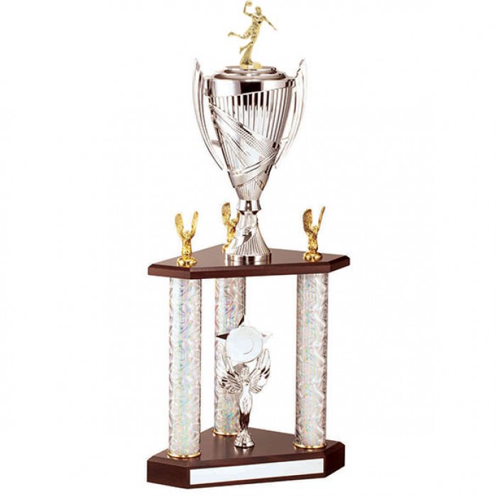 COLOSSUS 3 COLUMN BASKETBALL TOWER TROPHY - 3 SIZES (58.5CM TO 68.5CM)